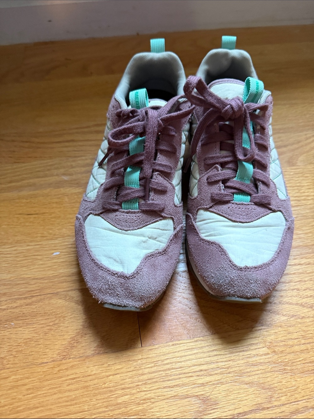 Merrell Women's Mauve and Cream Sneakers with Teal Accents